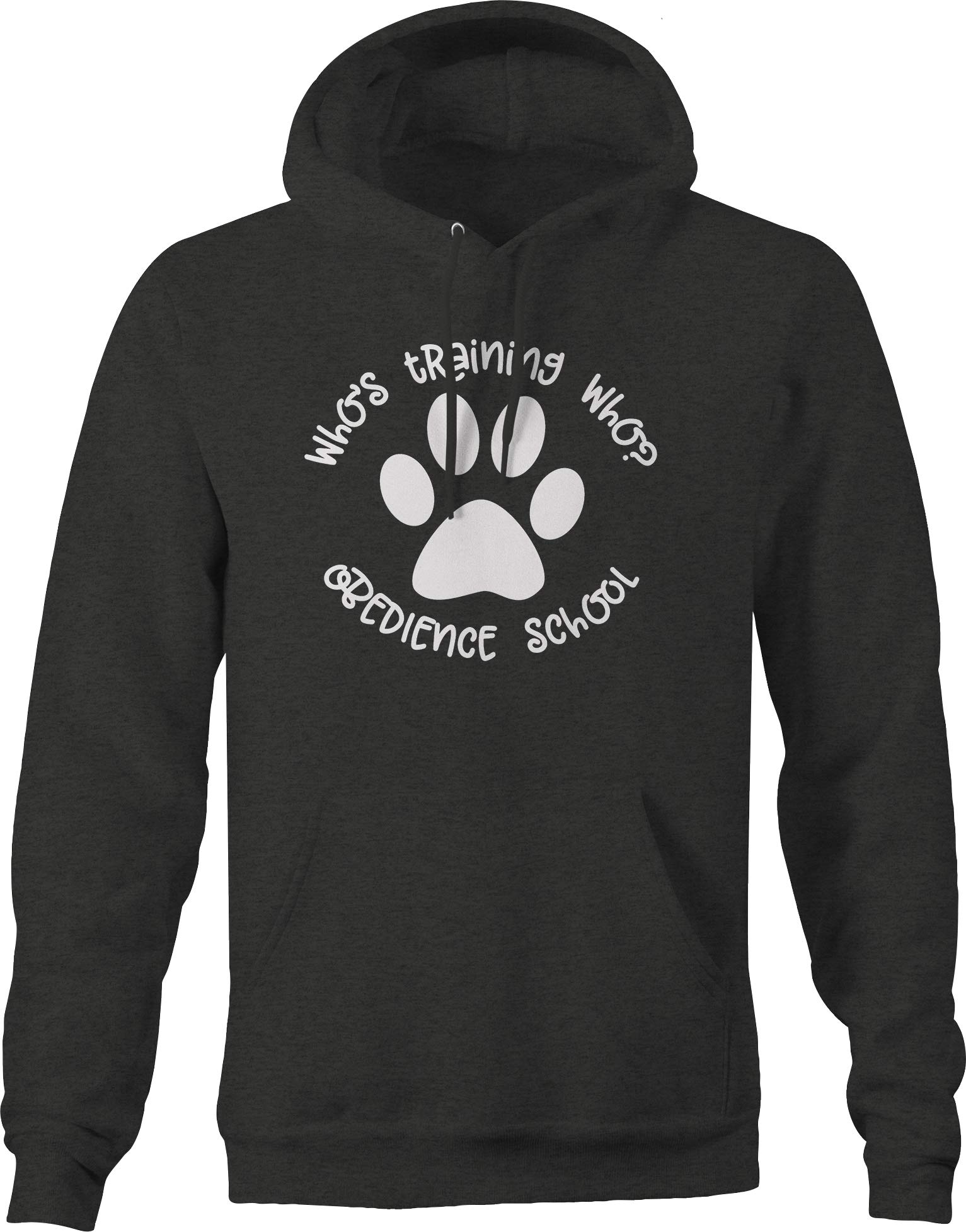 Funny Dog Paw Print Hoodie for Men - Obedience School Training Humor - Dark Grey Pullover Sweatshirt | Perfect for Dog Lovers, Pet Owners & Casual Wear