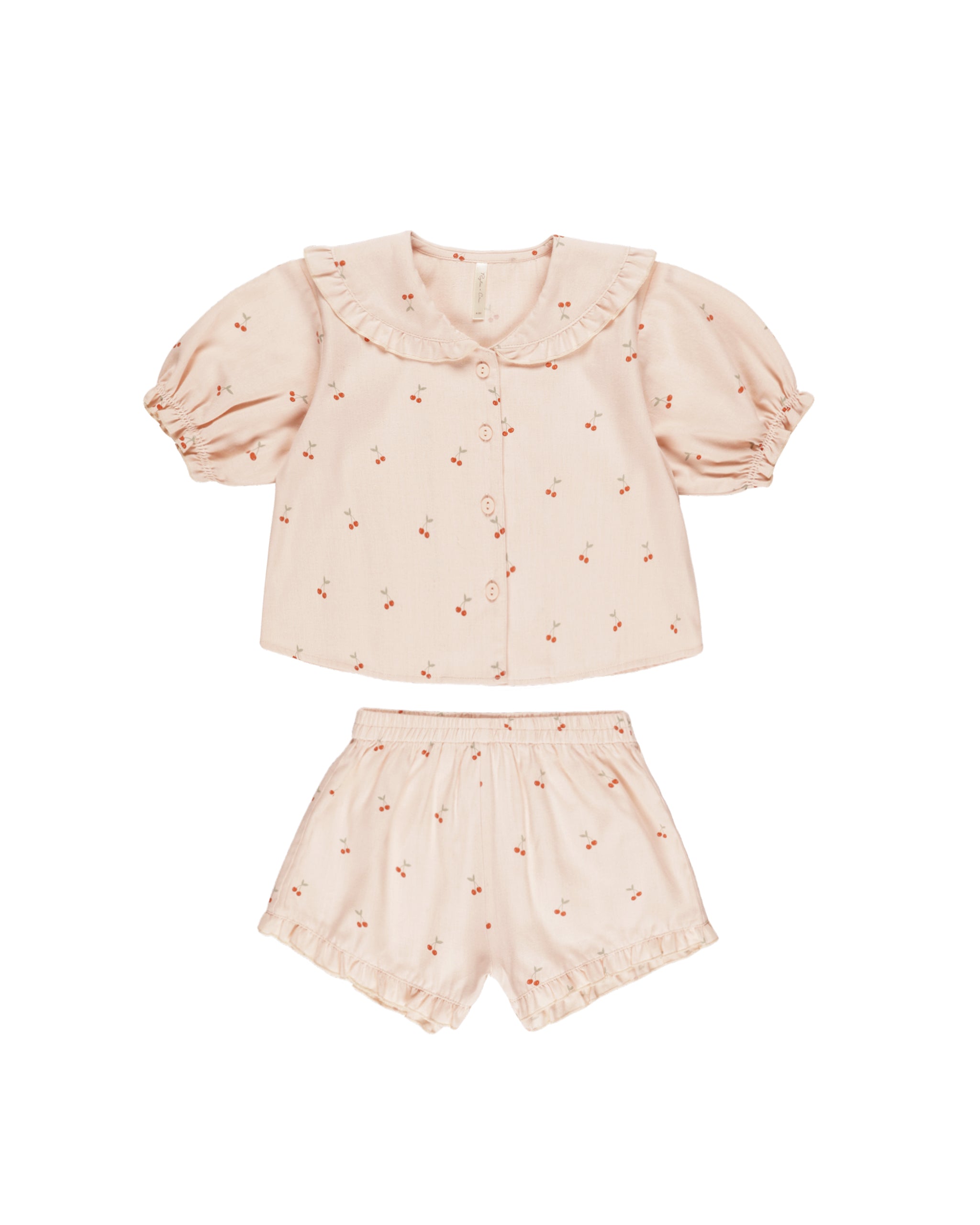 Rylee & Cru Delilah Pajama Set - Soft Cotton Kids Pajamas with Cherry Print for Girls | Perfect for Sleepovers, Bedtime & Cozy Nights