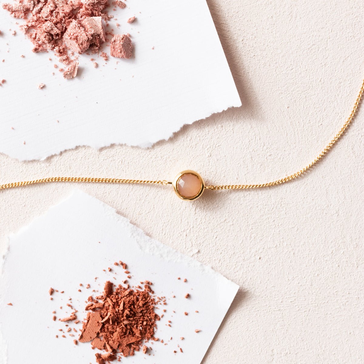 Dainty Legacy Bracelet - Peach Moonstone & Gold Plated - Elegant Jewelry for Women, Perfect for Weddings, Parties & Everyday Wear