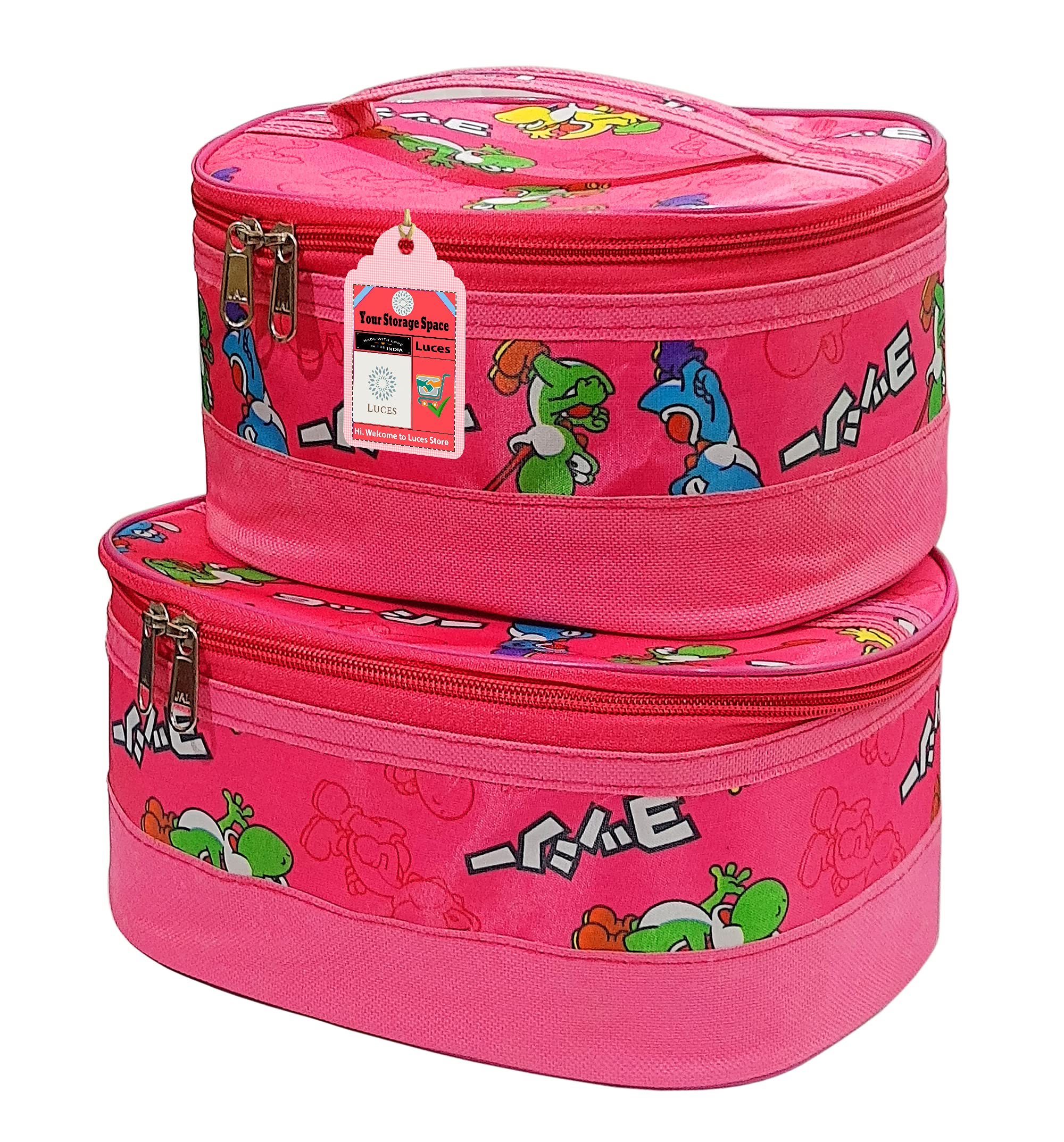 LUCES® 2 Pack Waterproof Makeup Bags for Women - Travel Cosmetic Organizer with Strong Zipper - Pink Toiletry Case for Makeup, Skincare & Travel Essentials - Perfect for Vacation, Gym & Daily Use