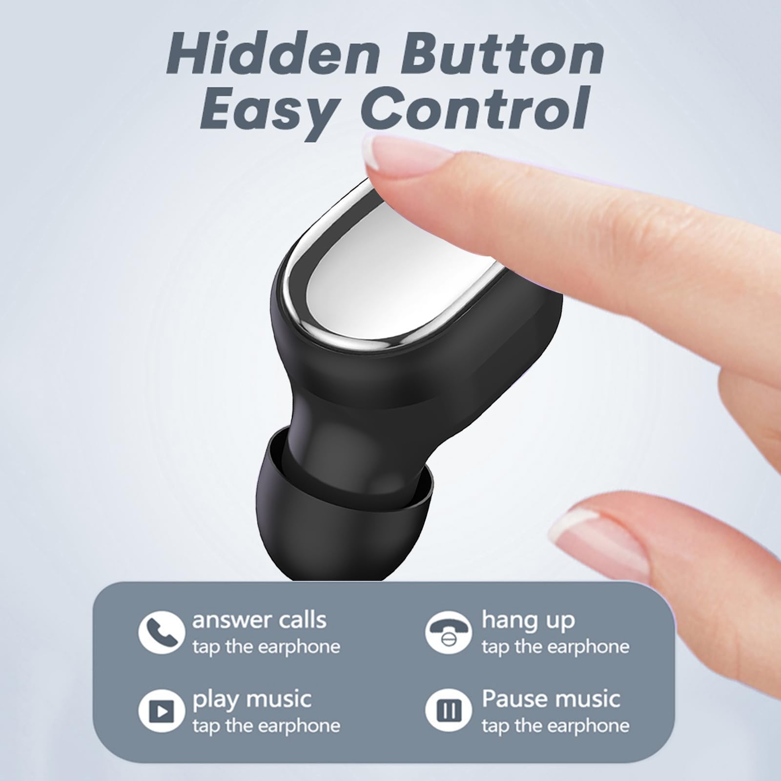 Mini Single Wireless Earbud - 18 Hours Playtime, Purple Invisible Bluetooth Earpiece with Mic for iPhone & Android - Perfect for Driving, Workouts & Hands-Free Calls