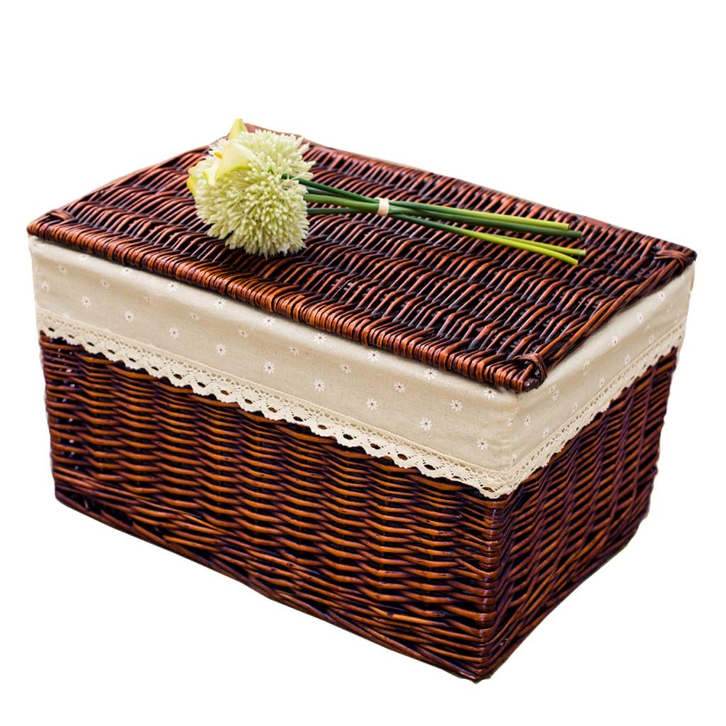 Lightweight Stackable Rattan Storage Baskets with Lids - Organize Wardrobe, Home & Car - Washable Storage Bins for Clothing & Sundries | Perfect for Bedroom, Closet & Vehicle Organization