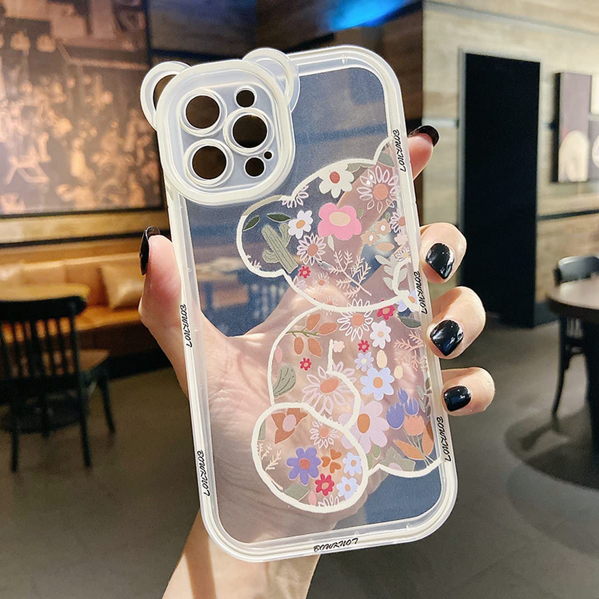 Shinymore iPhone 11 Case - Cute Bear Camera Protector with Clear Floral Design for Women & Girls | Perfect for Everyday Use, School & Travel