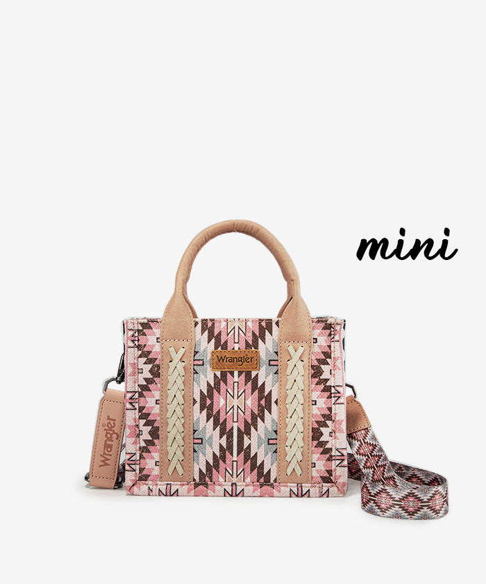 Wrangler Aztec Print Whipstitch Canvas Tote Bag Set - Stylish & Durable Handbag for Women, Perfect for Shopping, Beach & Everyday Use