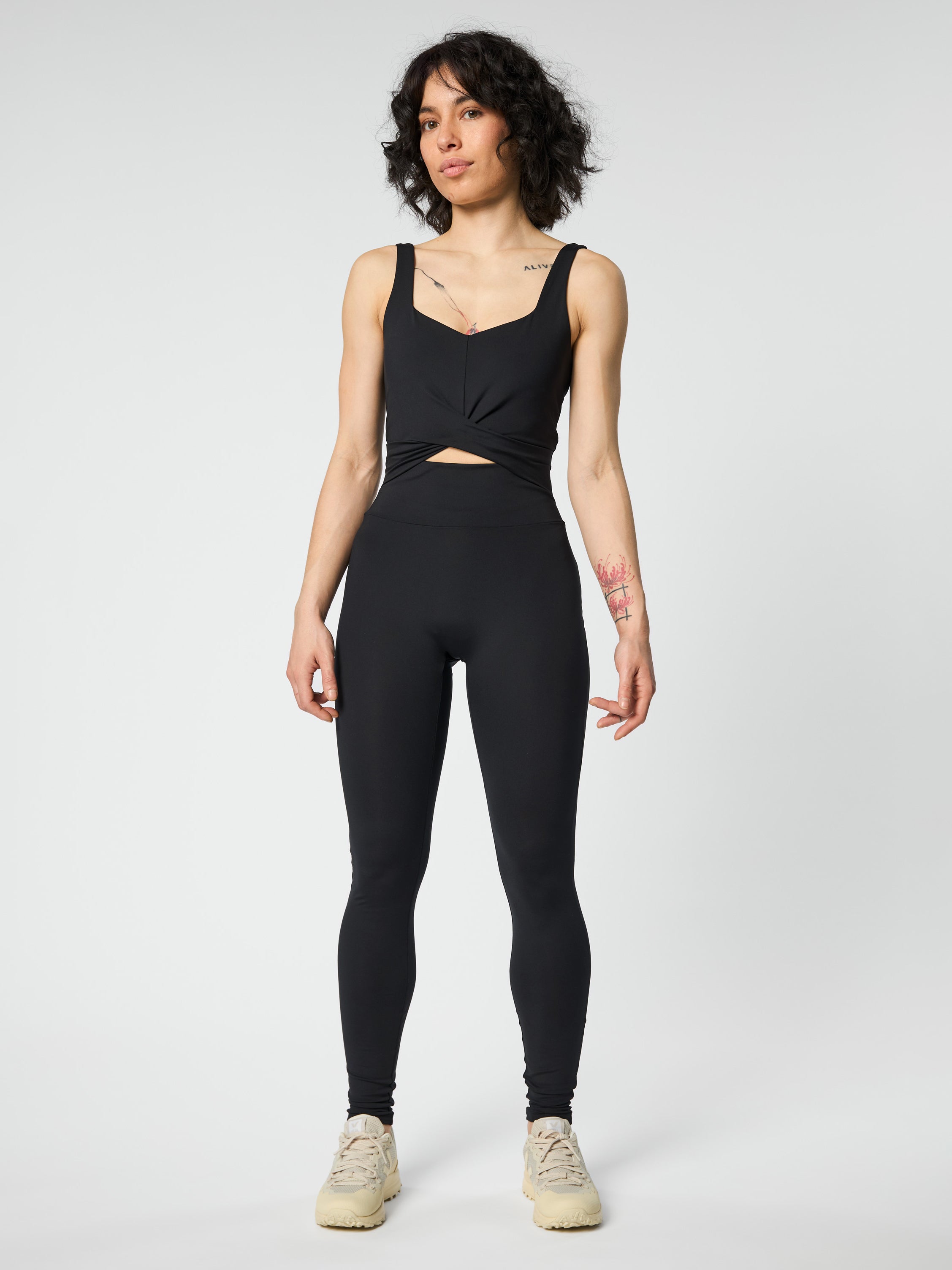 Girlfriend Collective Twist Unitard - Black | Seamless One-Piece Bodysuit for Yoga, Workout & Lounge | Eco-Friendly Activewear for Women