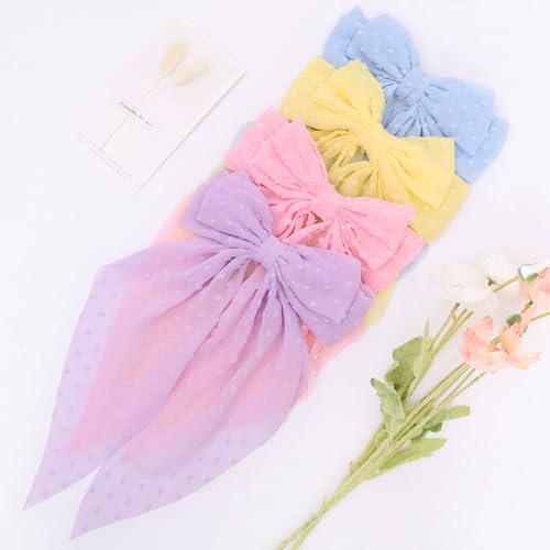 Chiffon Clips- Pink, Blue, Purple, Yellow