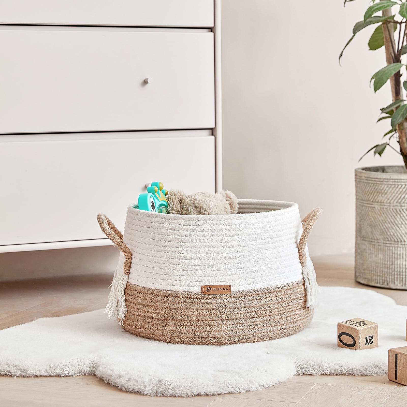 Boho Cotton Rope Storage Basket 11.8