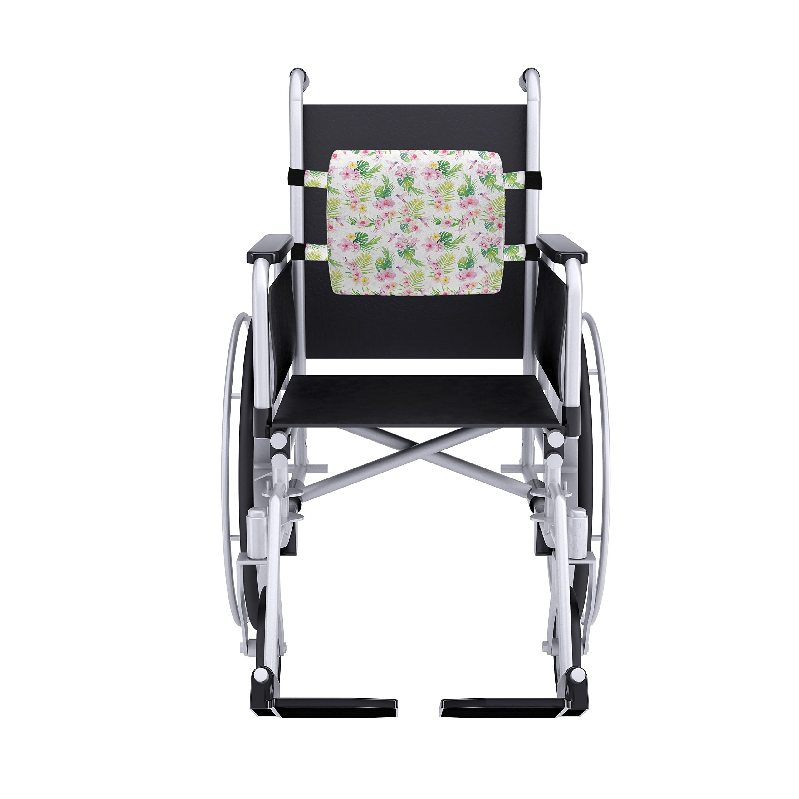 Ambesonne Luau Lumbar Support Pillow - Hawaiian Hibiscus Flower with Tropical Leaves & Birds Print - High Density Foam for Office Chair & Car Seat - 14x13 Inches - Pale Pink Yellow Green - Perfect for Home Office, Travel & Back Pain Relief
