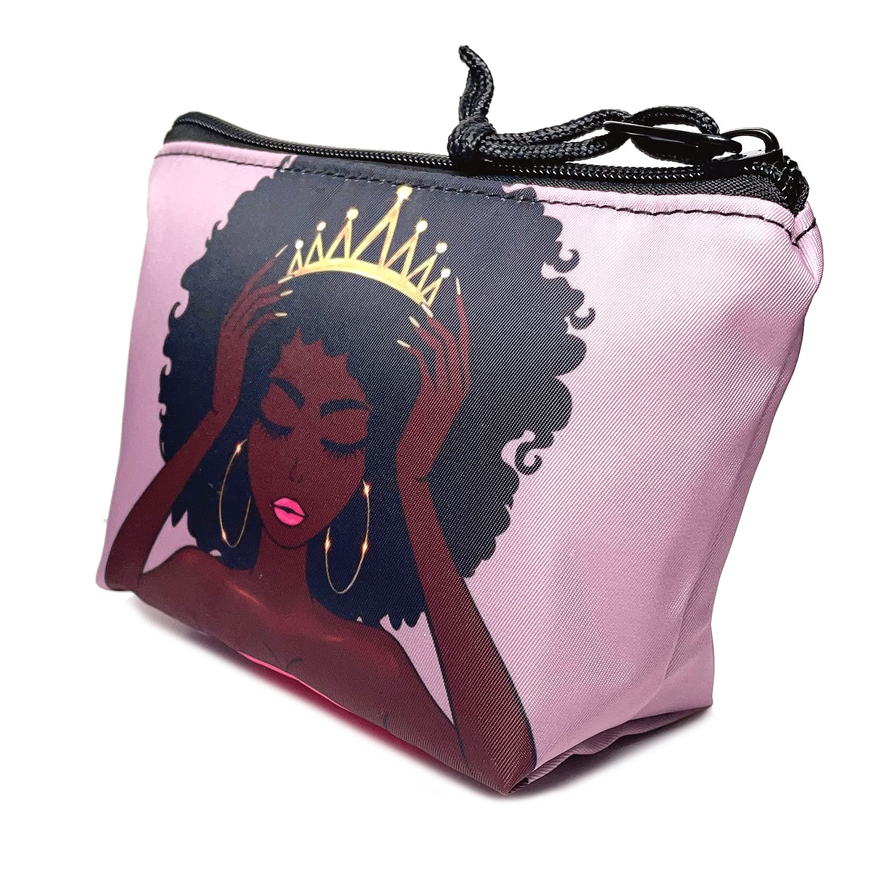2-Piece Women's Toiletry Bag Set - African American Queen Travel Cosmetic Organizer, Melanin Queen Makeup Pouch & Pencil Case - Perfect for Travel, Gym, and Daily Beauty Storage