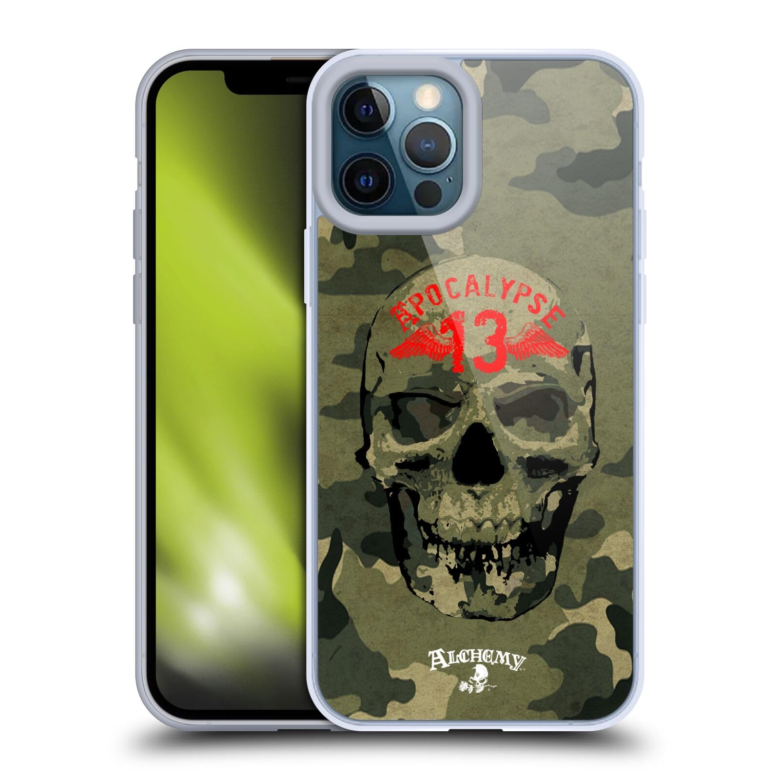 Officially Licensed Alchemy Gothic Camo Skull Soft Gel Case for Apple iPhone 12 Pro Max - Durable Protective Cover with Unique Gothic Design, Perfect for Halloween, Cosplay, and Alternative Fashion Lovers