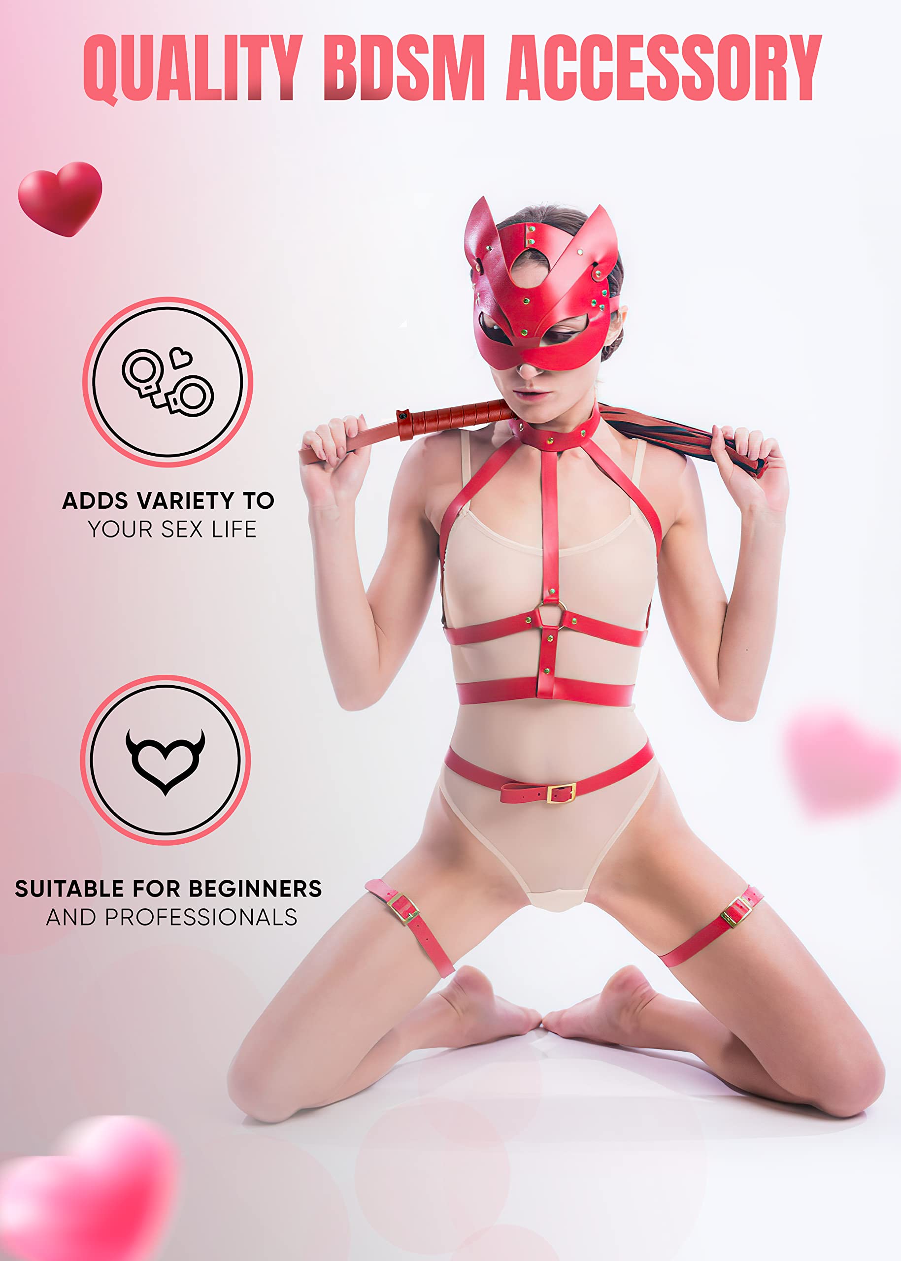 BDSM Spanking Crop - Adult Flogger Whip for Couples, Fetish & Bondage Play - Premium SM Toy for Bedroom & Dungeon Scenes