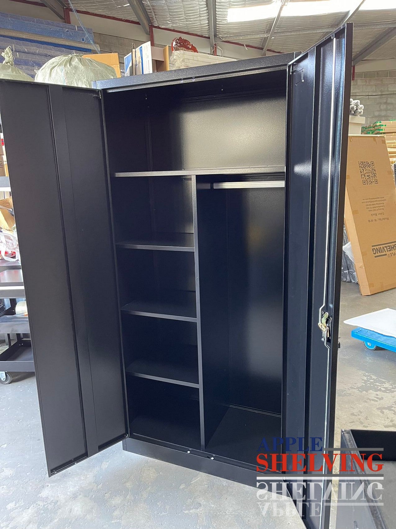 2-Door Steel Storage Cabinet with Hanging Section - Organize Clothes, Shoes & Accessories for Bedroom, Closet or Entryway