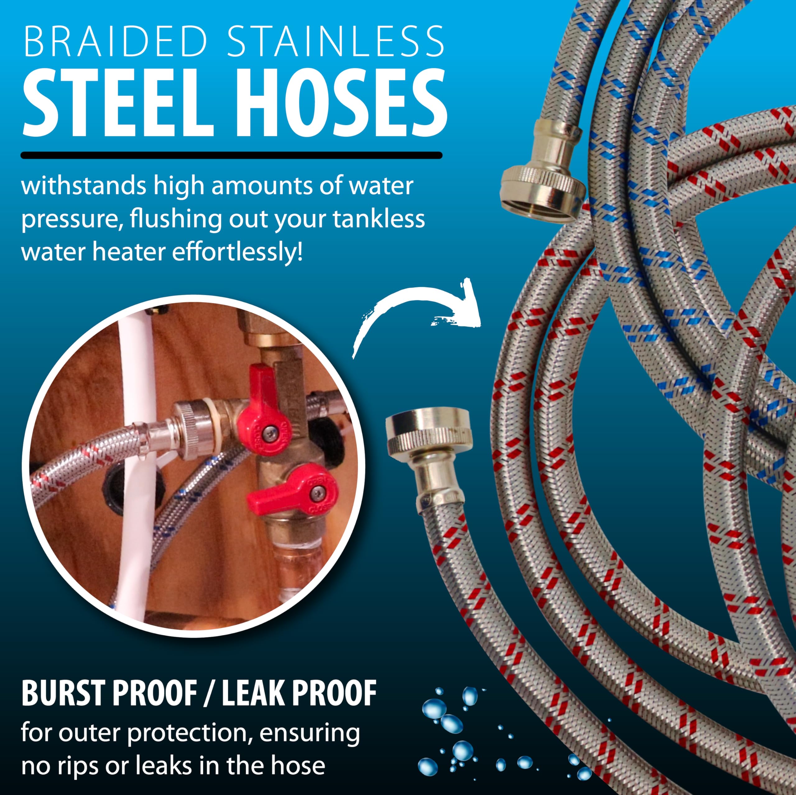 Tankless Water Heater Flush Kit with 1/6 HP Pump & Descaler - DrainX Professional Descaling System for Home Maintenance | Perfect for RV, Residential & Commercial Use