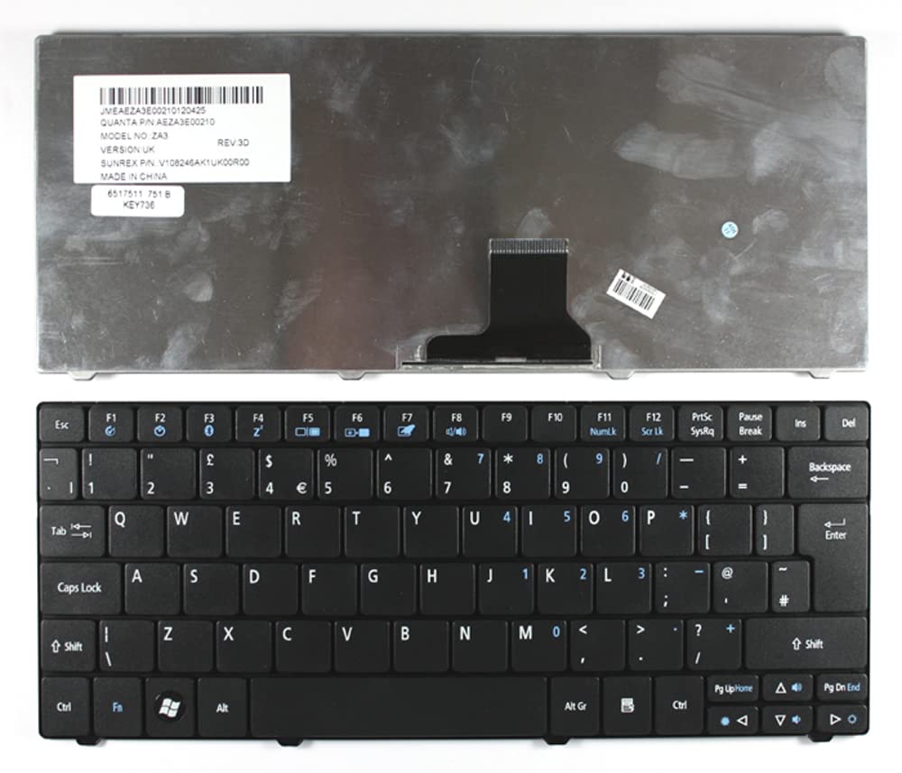 Acer V108246AK1 Replacement Laptop Keyboard - UK Layout, Black | Compatible with Acer Laptops | Perfect for Typing, Gaming & Office Work