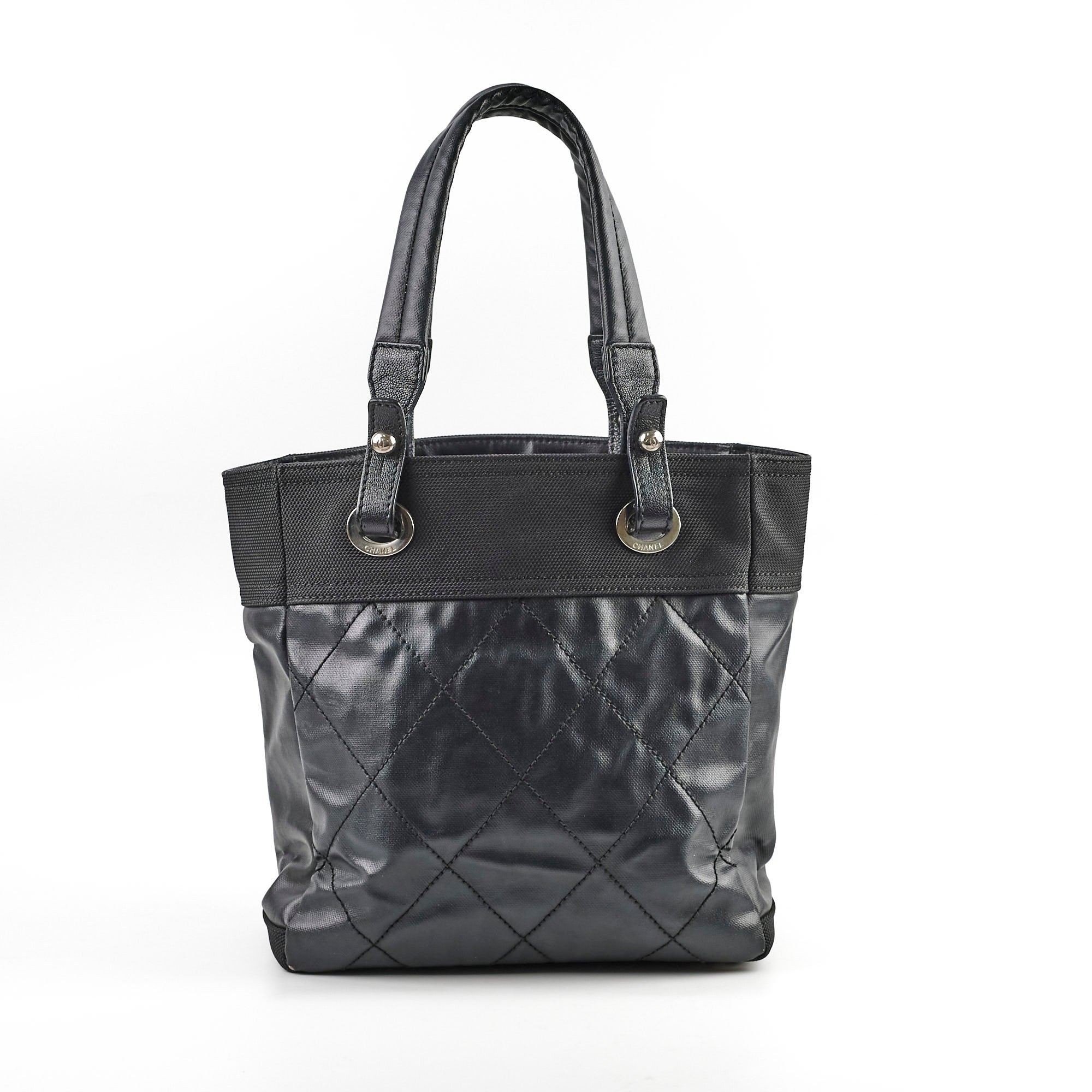 Chanel Paris Biarritz Small Black Leather Tote Bag - Authentic 2008/2009 Collection | Luxury Designer Handbag for Women, Work, Travel & Everyday Use