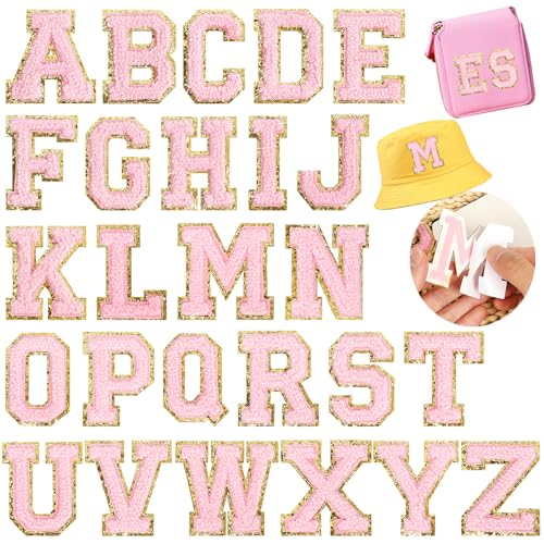 26pcs Pink Letter Chenille Patches