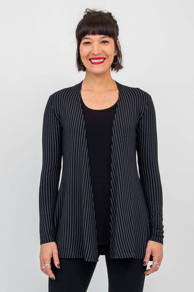 Chopra Jacket - Black & Grey Stripe Bamboo Fabric | Eco-Friendly Lightweight Outerwear for Men & Women | Perfect for Yoga, Travel & Casual Wear