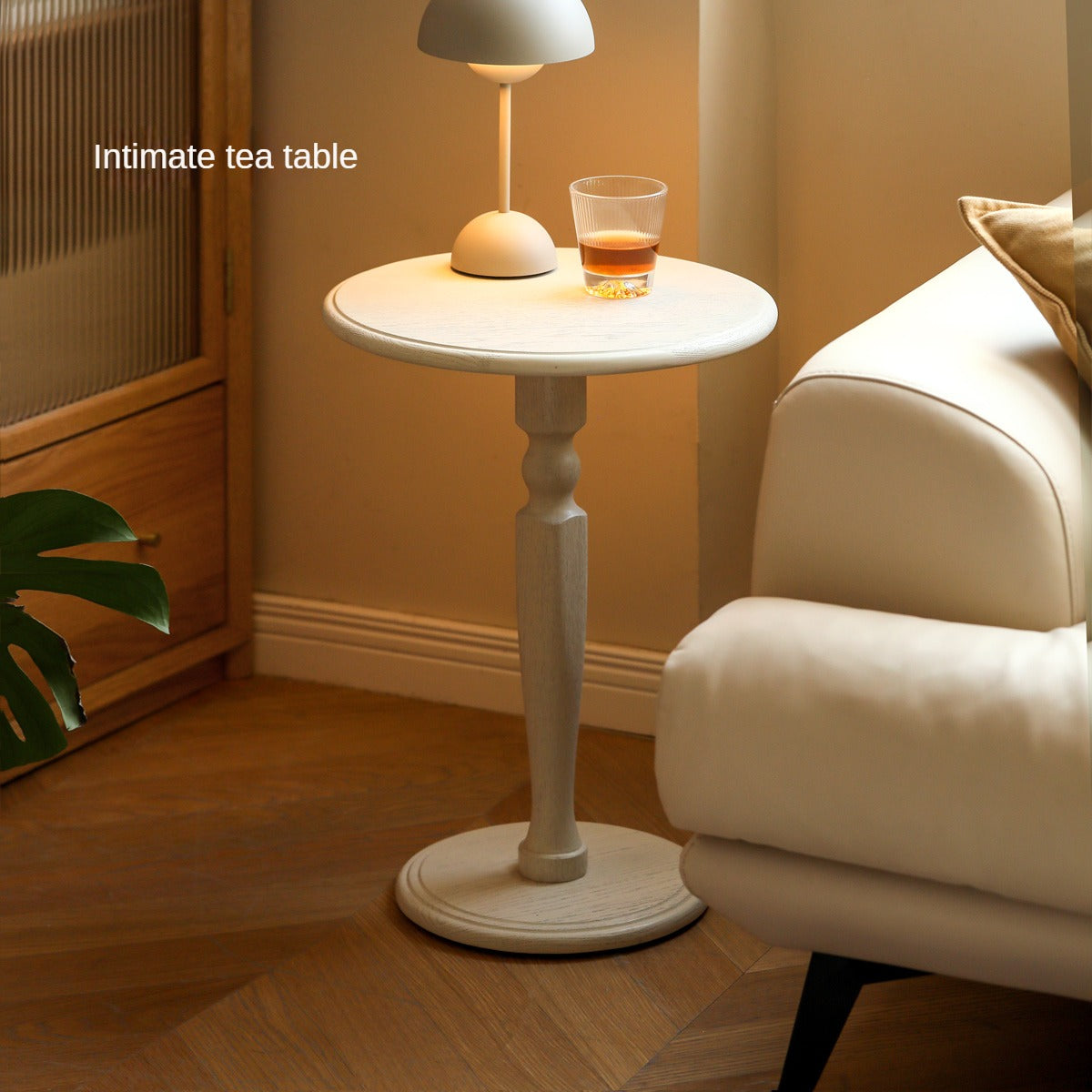 Solid Oak Wood Side Table - Cream Finish - Perfect for Living Room, Bedroom, or Office Accent Furniture