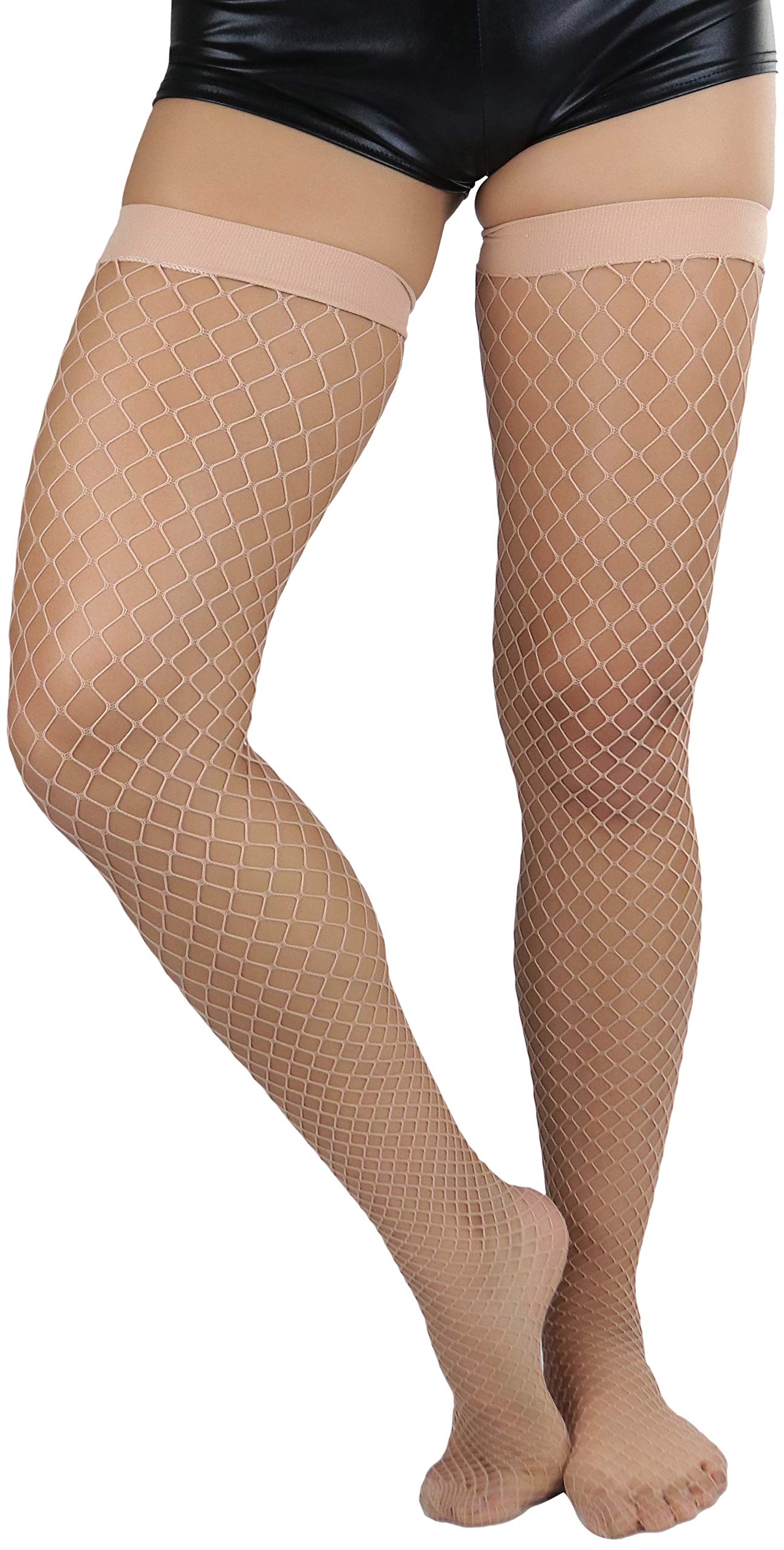 ToBeInStyle Women's Fishnet Thigh High Stockings - Sexy Sheer Tights with Lace Top for Party, Halloween, Cosplay & Night Out - Comfortable Stretchable Nylon Stockings for Dressing Up
