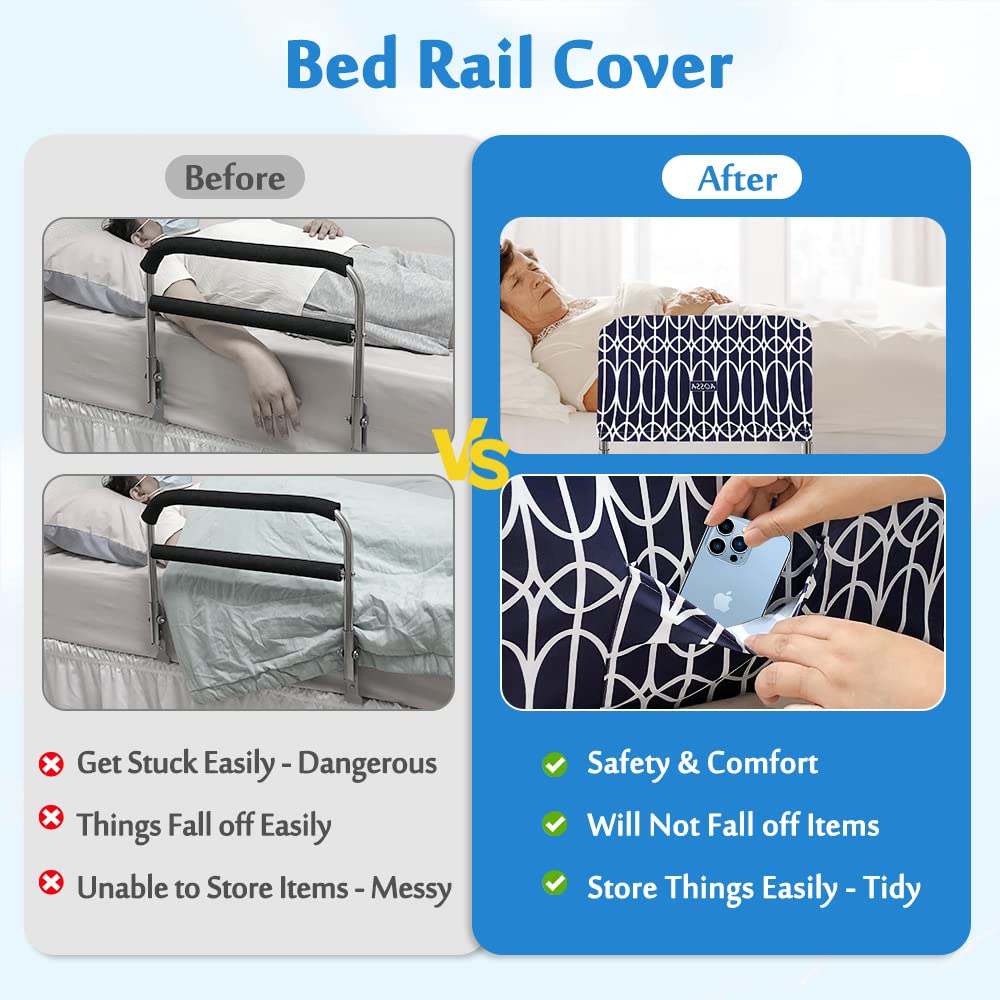 Hospital Bed Rail Padding - Safety Bumper Cushion for Elderly & Adults | Adjustable Medical Bedside Assist Rail Cover | Fall Prevention & Patient Protection (1PC) - Ideal for Home Care, Nursing Homes & Rehabilitation Centers
