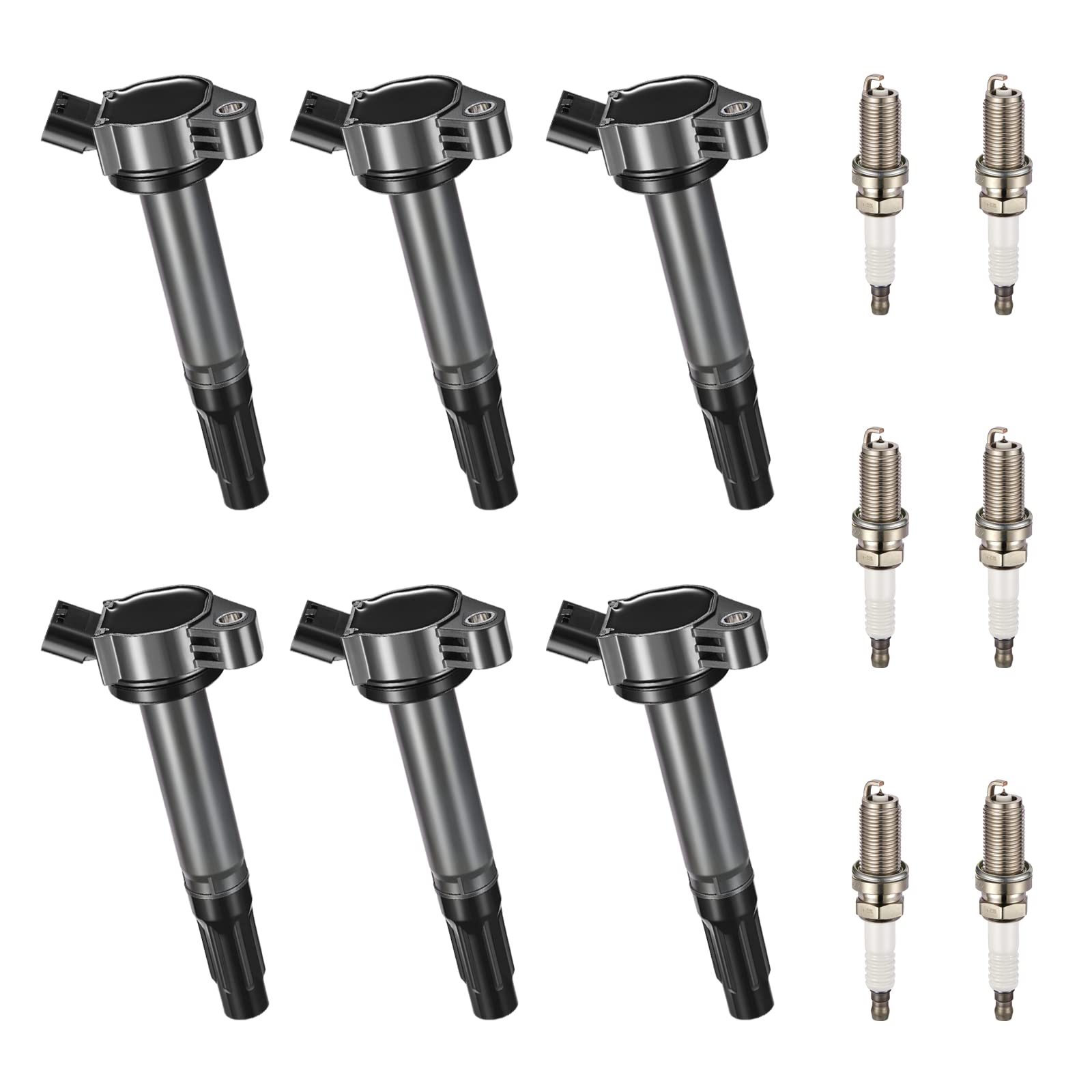 High-Performance Ignition Coil Pack & Spark Plugs Set of 6 - Compatible with Toyota Lexus 3.5L V6 (Highlander, ES350, Avalon, Camry, RX350, RX450h, Sienna, Venza, RAV4) - Direct Replacement for UF487 6619 - Improves Engine Performance & Fuel Efficiency for Smooth Driving