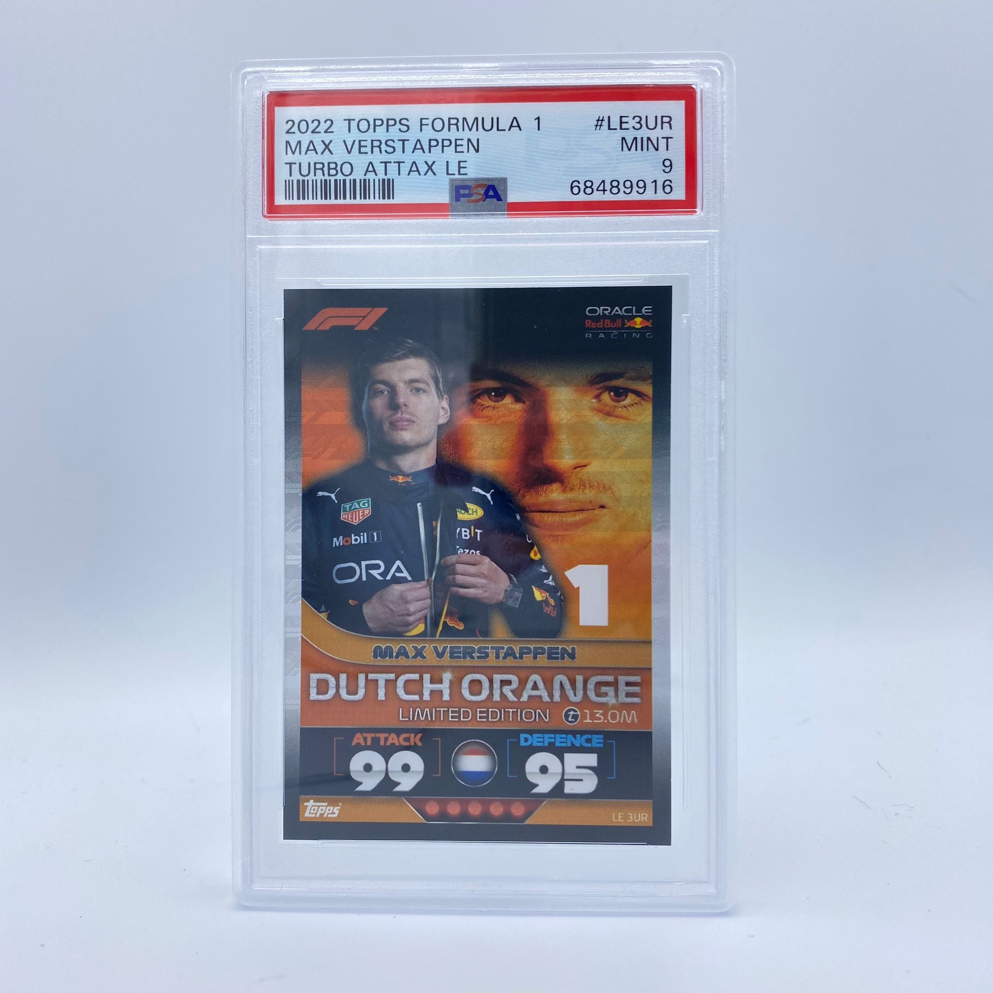 PSA 9 Graded Max Verstappen Dutch Orange #LE3UR Turbo Attax 2022 Trading Card - Perfect for F1 Collectors, Sports Memorabilia Enthusiasts & Racing Fans Display