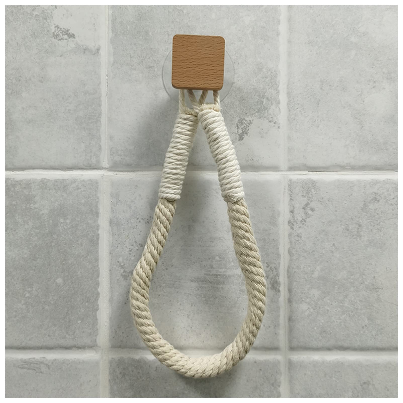 Linyutech No-Drill Toilet Paper Holder Stand - Rustic Hemp Towel Rack for Bathroom, Beige Wall-Mounted Paper Towel Holder - Perfect for Small Spaces, RV, Van Life & Farmhouse Decor