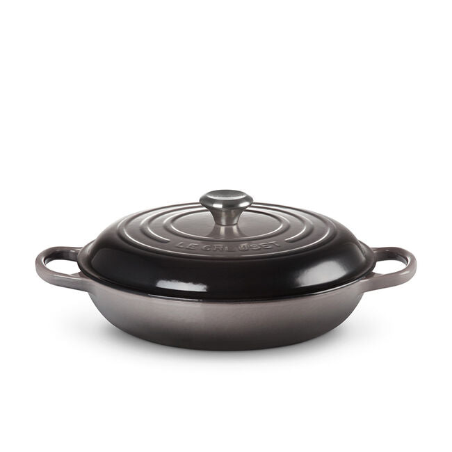 Le Creuset 3.5 Quart Enameled Cast Iron Braiser with Lid - Oyster Color | Perfect for Slow Cooking, Roasting & Searing | Stovetop to Oven Safe | Ideal for Family Dinners & Entertaining
