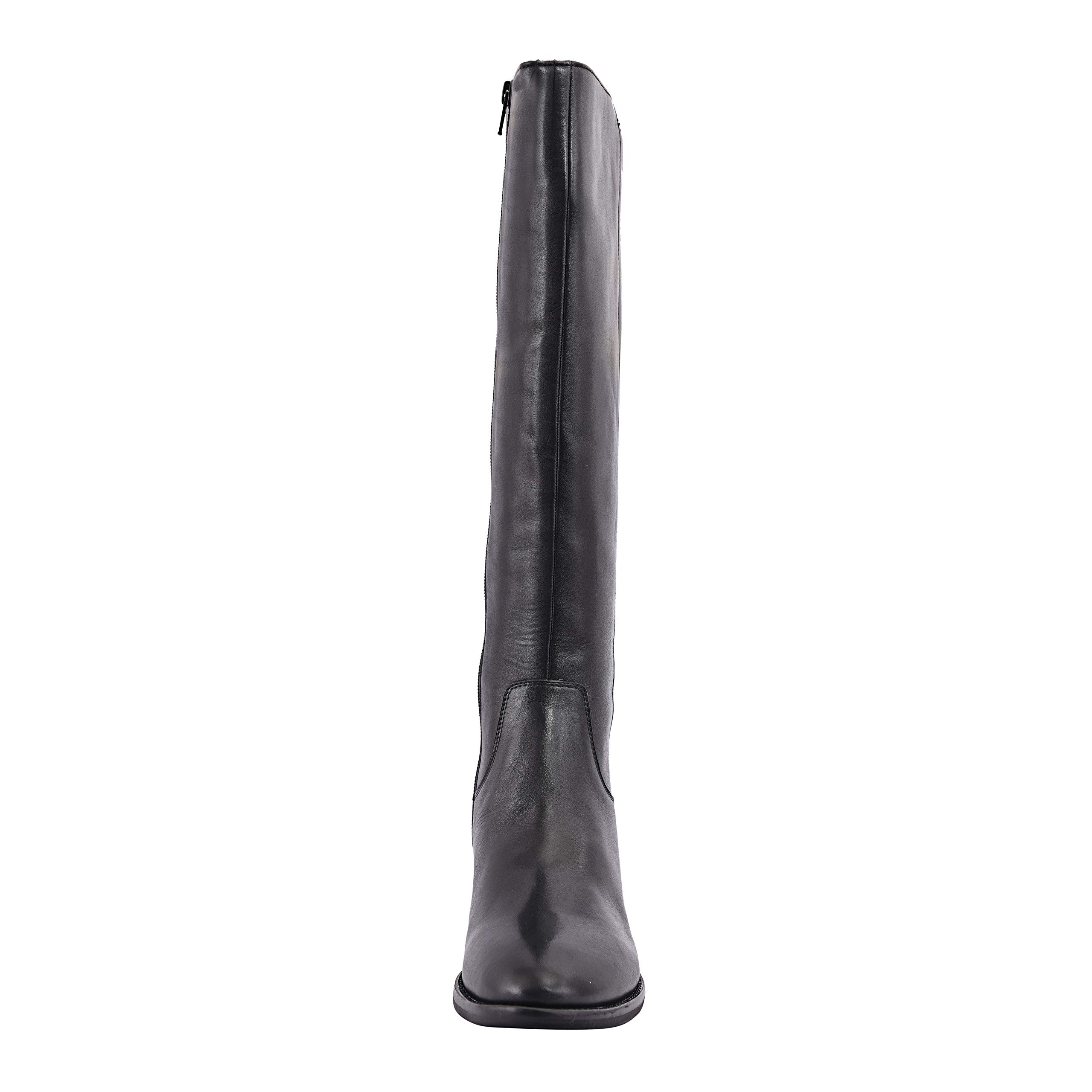 Genuine Leather Women's Riding Boots - Knee High Block Heel Boots with TPR Sole & Zip Closure | Fashionable Mid-Heel Boots for Casual Wear, Office & Outdoor Activities