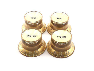 Gibson Style Top Hat Knobs - Gold with Gold Insert - Vintage Guitar Replacement Parts for Les Paul, SG & ES Guitars - Perfect for DIY Guitar Repair & Customization