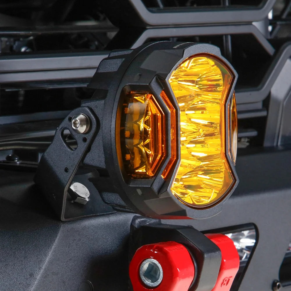 Infinite Offroad 90W 5 Round LED Side Shooter Pods with DRL - Amber Light - Pair - for Off-Roading, Truck, Jeep & ATV Night Driving