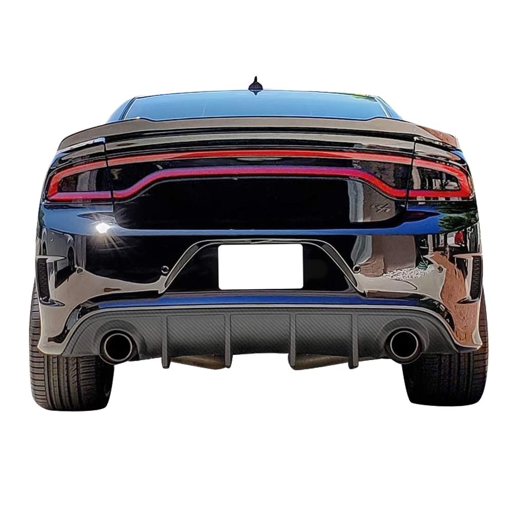 FREEMOTOR802 Rear Bumper Diffuser for 2015-2023 Dodge Charger SRT | V3 Style Carbon Fiber Print PP Spoiler | Perfect for Car Upgrades & Performance Enhancement