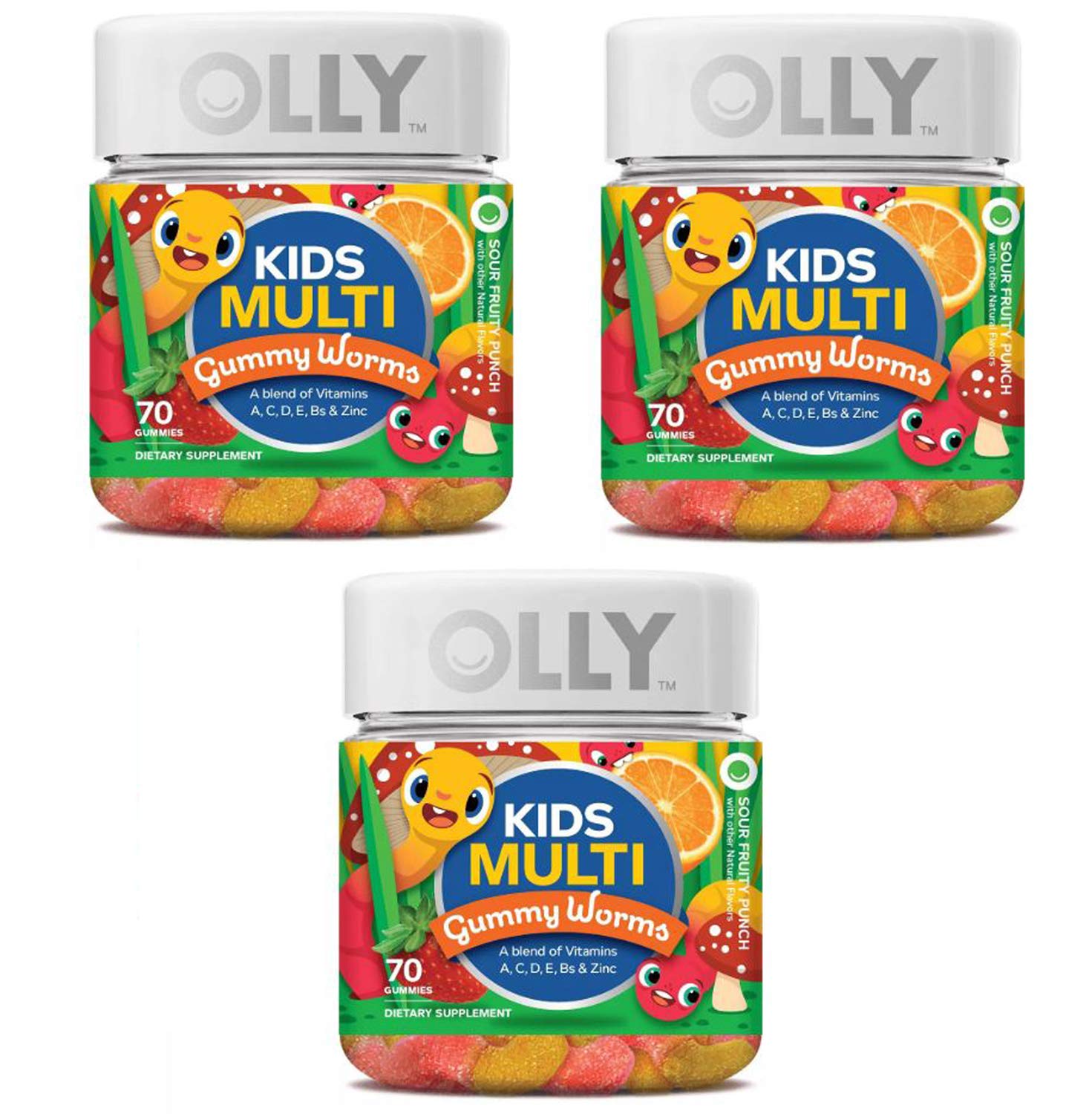 Olly Kids Multivitamin Gummy - 70 Sour Fruity Punch Flavor Gummies with Essential Vitamins & Minerals | Supports Children's Daily Nutrition & Immune Health | Great for Picky Eaters & Busy Families (3 Pack)