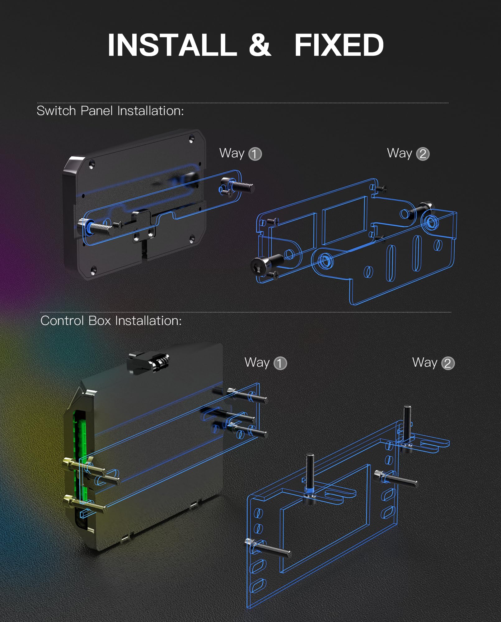 RGB 8 Gang Switch Panel - Waterproof Marine & Offroad Light Control Box with Wireless App for 12V/24V Vehicles (Car, Truck, Jeep, SUV, Boat) | Perfect for Off-Roading, Marine Lighting & Vehicle Customization | Ideal for Night Driving, Camping, Boat Parties & Outdoor Adventures