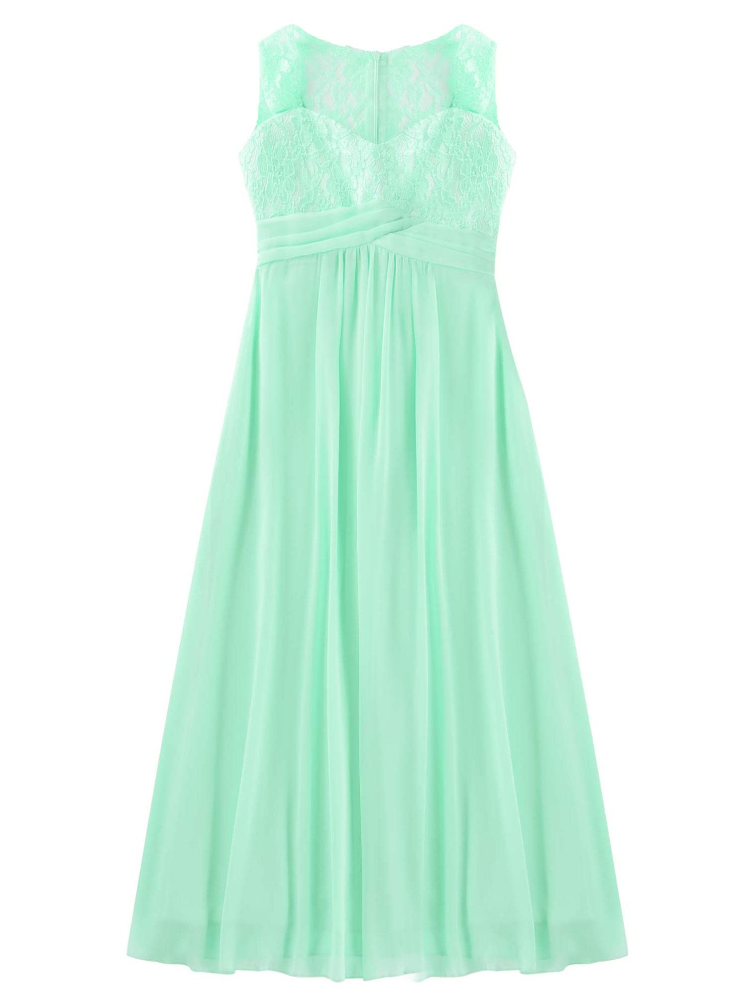 JEATHA Girls Sleeveless Chiffon Lace Flower Girl Dress - Elegant Princess Ball Gown for Weddings, Bridesmaid Dresses & Special Occasions | Perfect for Birthday Parties, Pageants & Formal Events