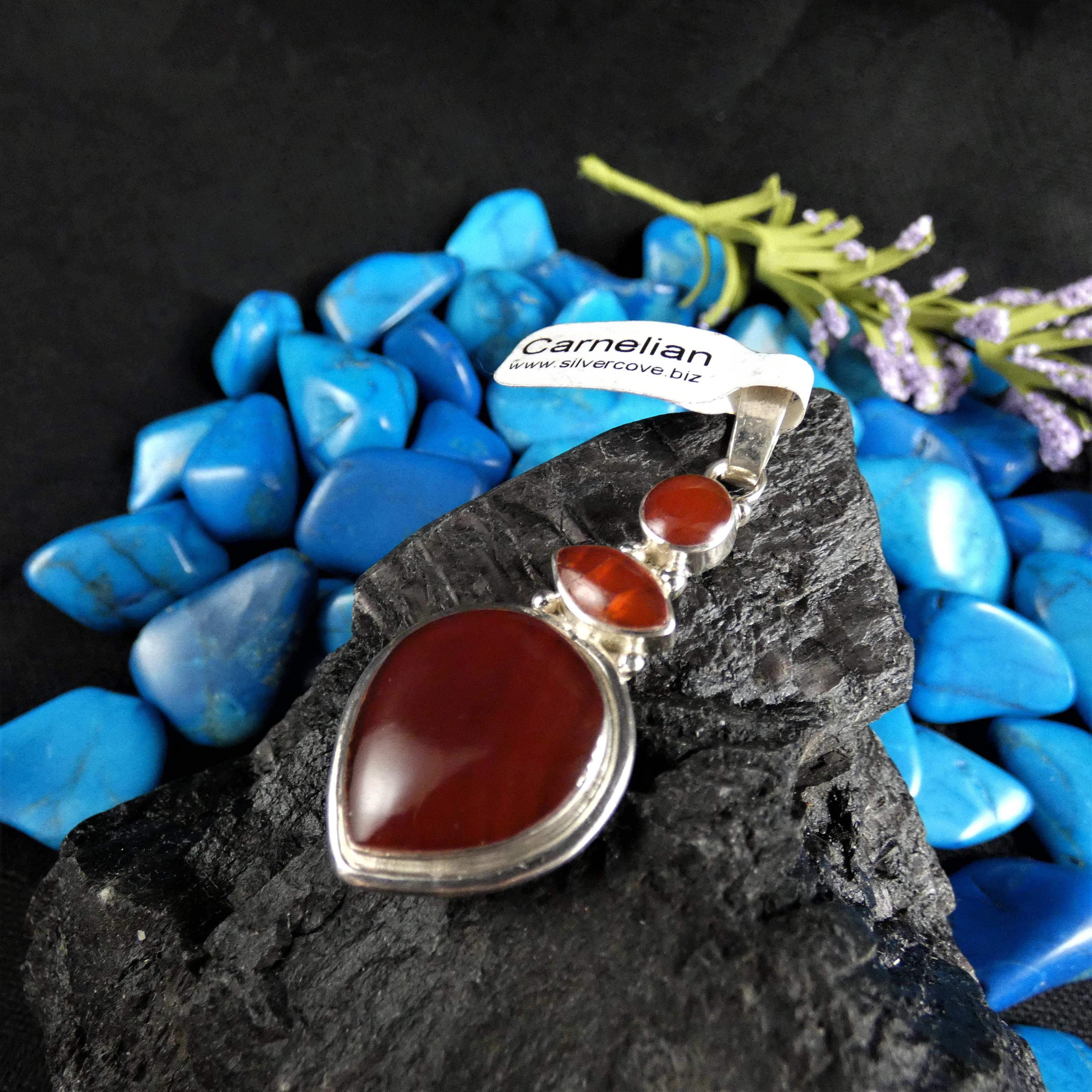 Natural Carnelian Gemstone Sterling Silver Pendant Necklace for Women - Elegant Healing Crystal Jewelry for Meditation, Energy Balancing & Spiritual Protection