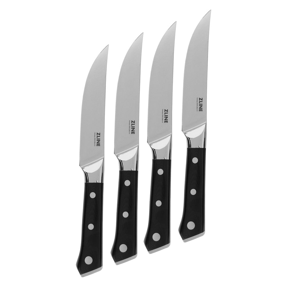 ZLINE 4-Piece Professional German Steel Steak Knife Set - High-Quality Sharp Knives for Steak, Meat & BBQ - Perfect for Dining, Gifting & Kitchen Essentials (STK GS 4)