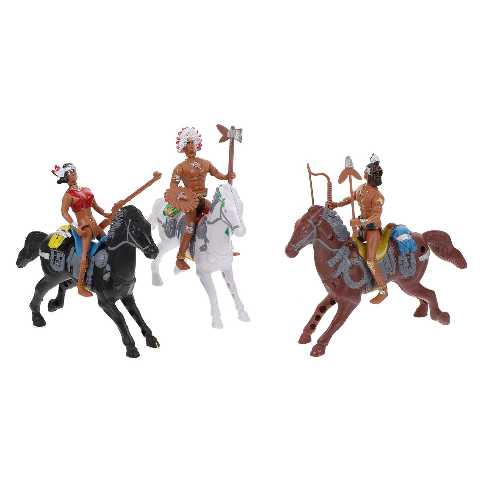 ibasenice 3Pcs Indian Riding Model Character Toys - Mixed Style Dollhouse Decor for Kids Pretend Play, Cultural Learning & Home Decoration