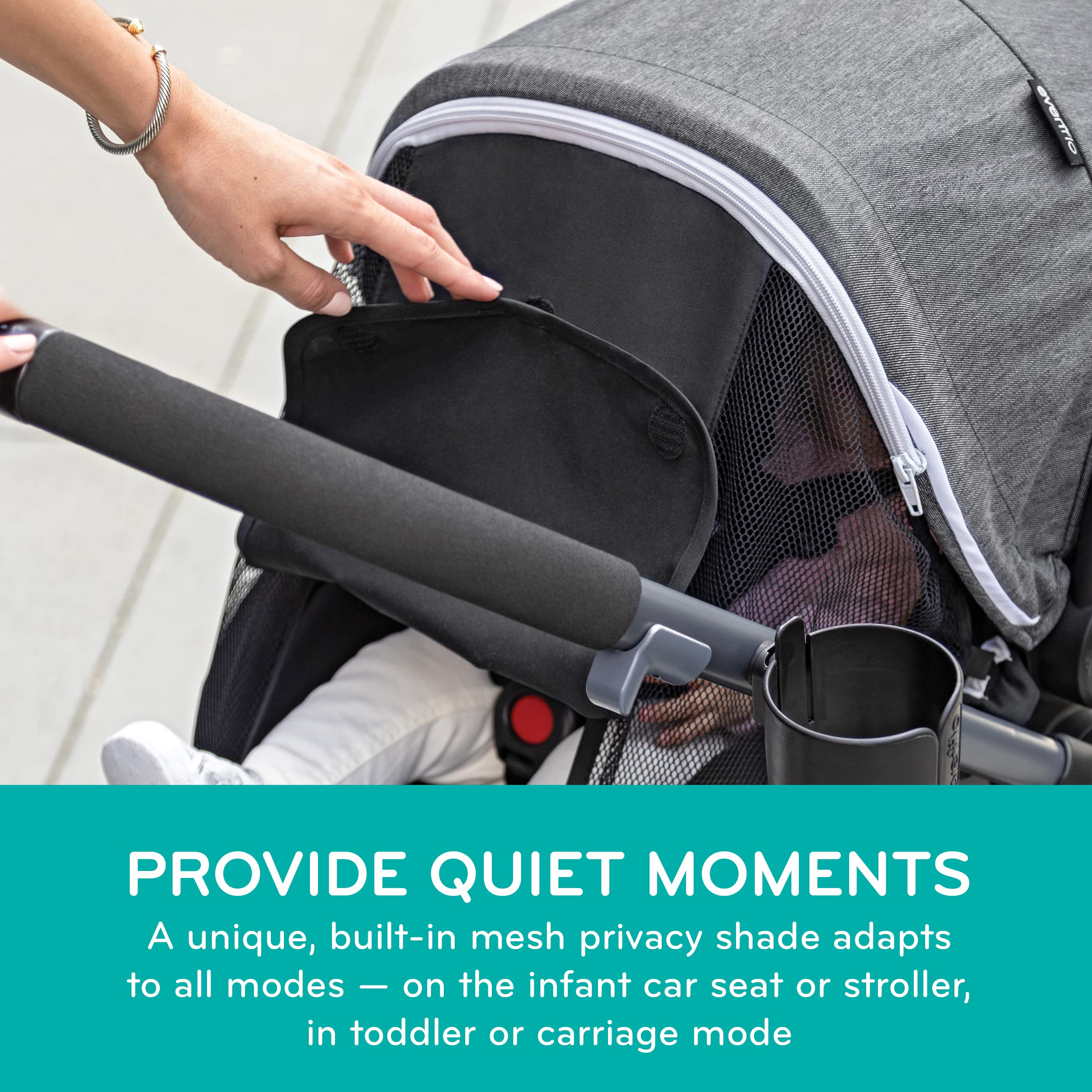 Evenflo Pivot Vizor Travel System with LiteMax Infant Car Seat - Stroller & Car Seat Combo for Newborns to Toddlers (Promenade Blue) | Perfect for Daily Walks, Shopping & Family Outings