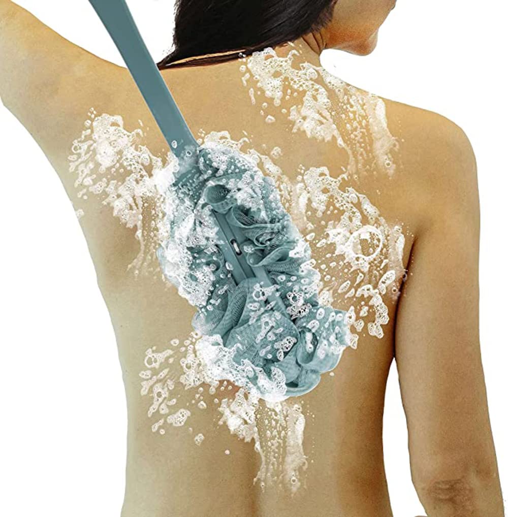 MosQuick® 2-Pack Long Handle Back Scrubber Brush - Soft Nylon Loofah Bath Brush for Men & Women - Mixed Colors - Perfect for Shower, Bath & Exfoliating Dry Skin