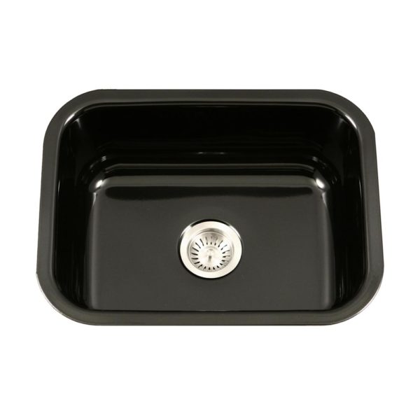 Hamat CER 2318S BL Black Enamel Steel Undermount Single Bowl Kitchen Sink - Durable & Stylish for Modern Kitchens, Perfect for Cooking & Dishwashing