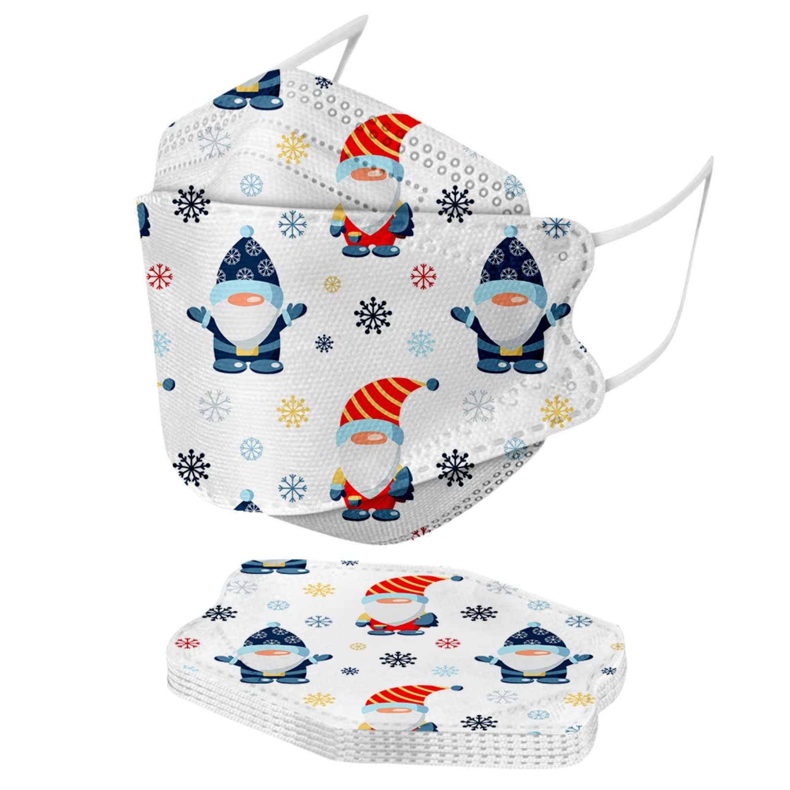 50 Pack Christmas Santa Snowflake Disposable Face Masks for Adults - 4 Ply KF94 Holiday Masks for Women & Men - Perfect for Winter Parties, Travel & Festive Gatherings
