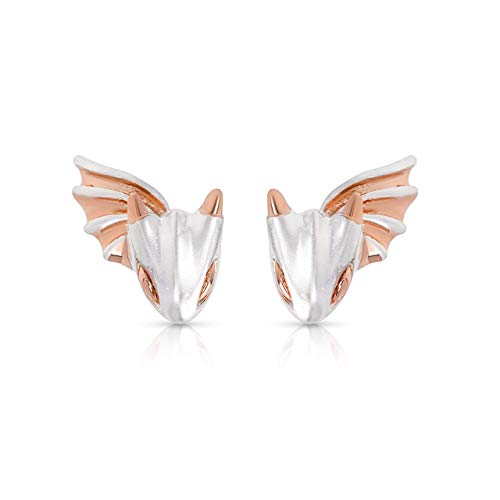 MONVATOO London Rose Snow Dragon Stud Earrings - Sterling Silver Gothic Jewelry for Women, Perfect for Parties, Weddings & Everyday Wear