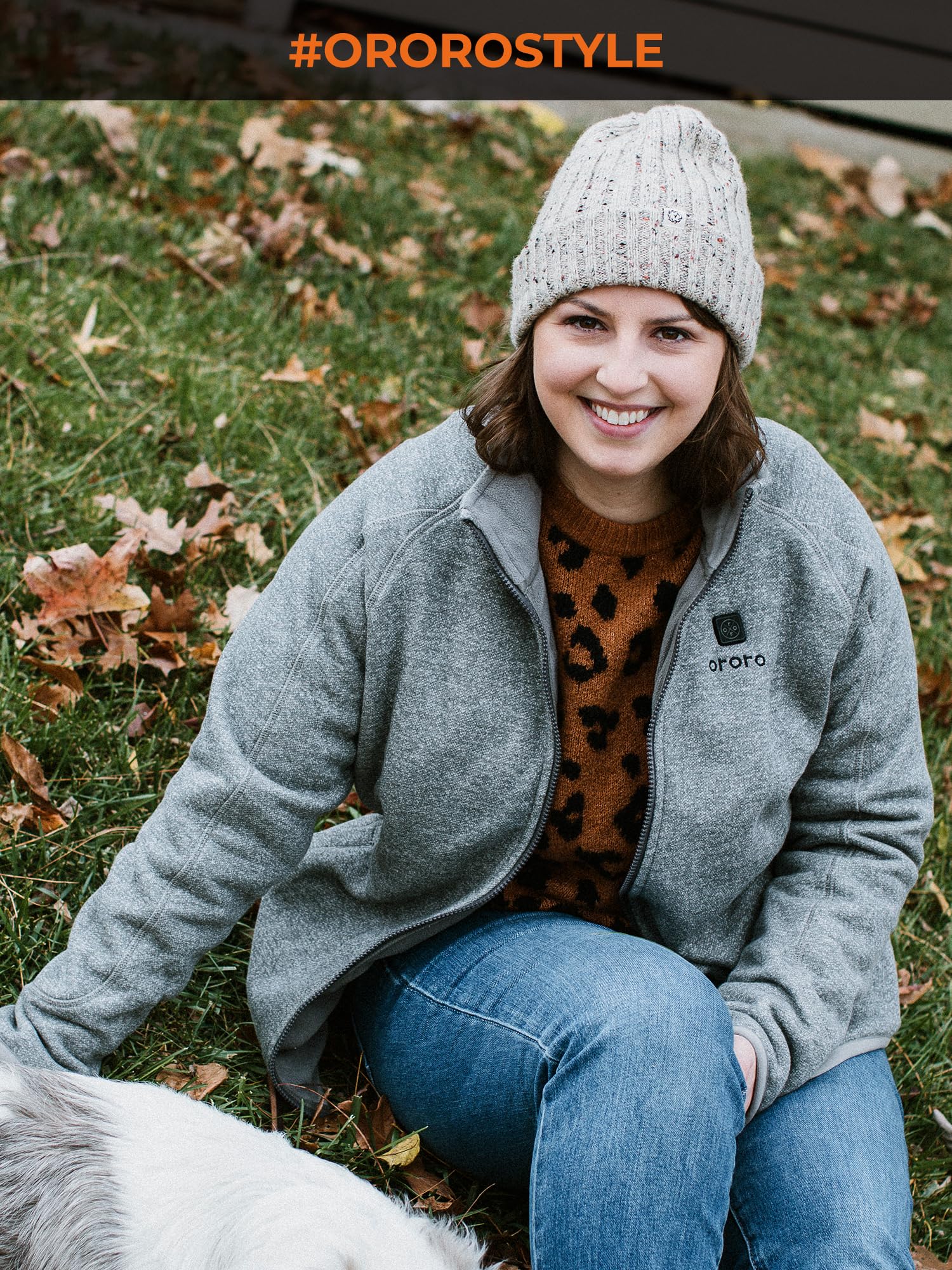 ORORO Women's Heated Fleece Jacket with Rechargeable Battery - Soft Winter Heated Coat for Outdoor Activities, Camping & Cold Weather (Charger Not Included)