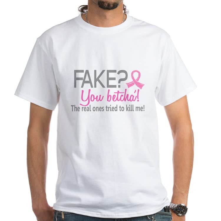 Fake T-Shirt 100% Cotton Comfortable White Tee - Perfect for Casual Wear, Costume Parties & Funny Gifts