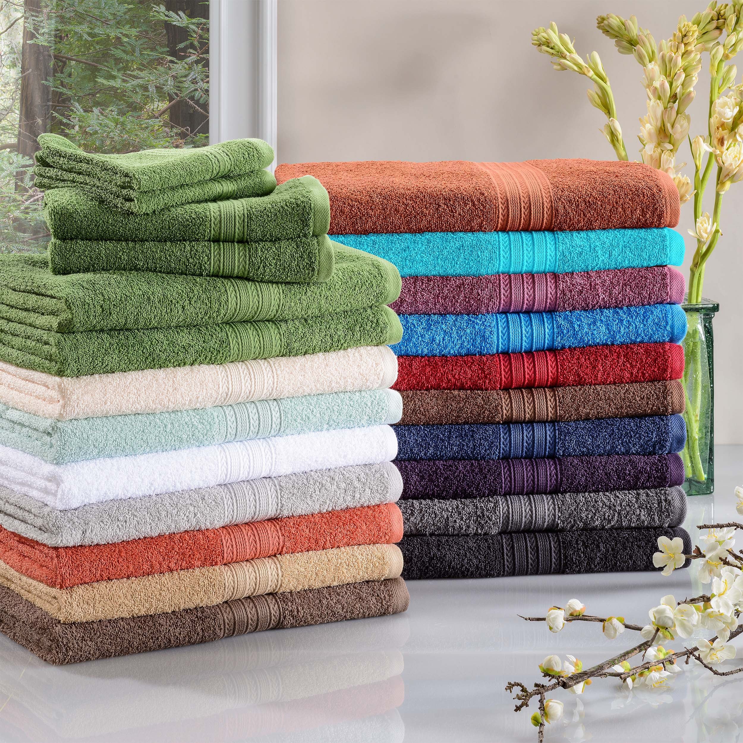 Premium 6-Piece Eco-Friendly Cotton Ring Spun Bath Towel Set - Soft, Absorbent & Sustainable for Spa, Gym, and Luxury Bathroom Use
