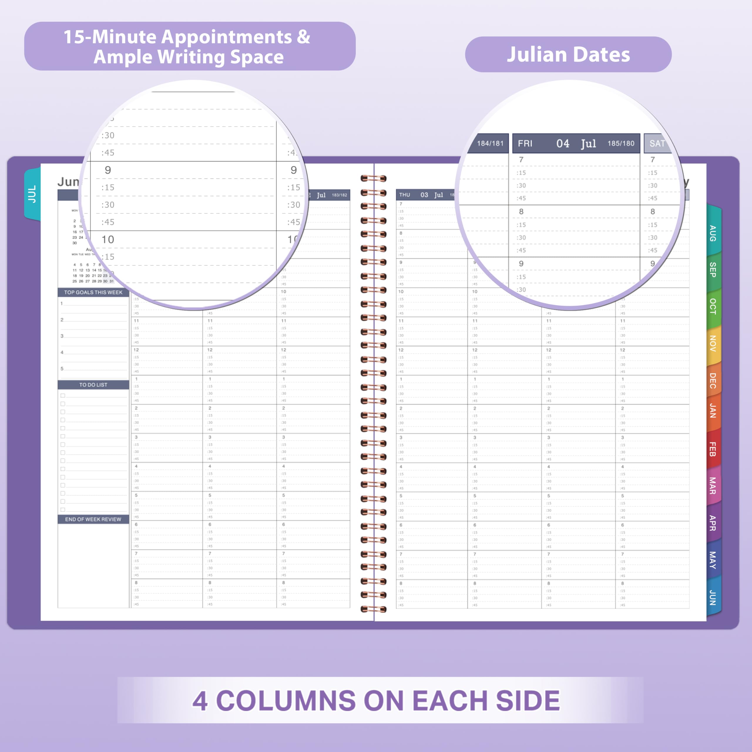2025-2026 Weekly Planner - July 2025 to June 2026 Academic Calendar, 8.5