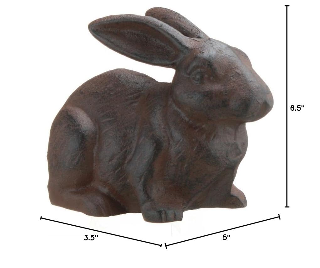 Handmade Full-Bodied Cast Iron Rabbit Garden Statue - Rustic Outdoor Decor for Lawn, Patio & Flower Beds | INsideOUT