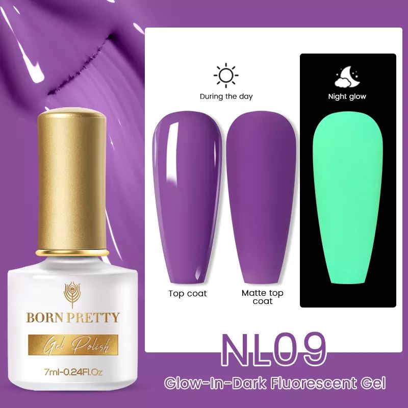Glow in The Dark Nail Polish - Born Pretty Long-Lasting Fluorescent Gel Polish for UV/LED Lamps | Perfect for Night Parties, Halloween & Nail Art Designs
