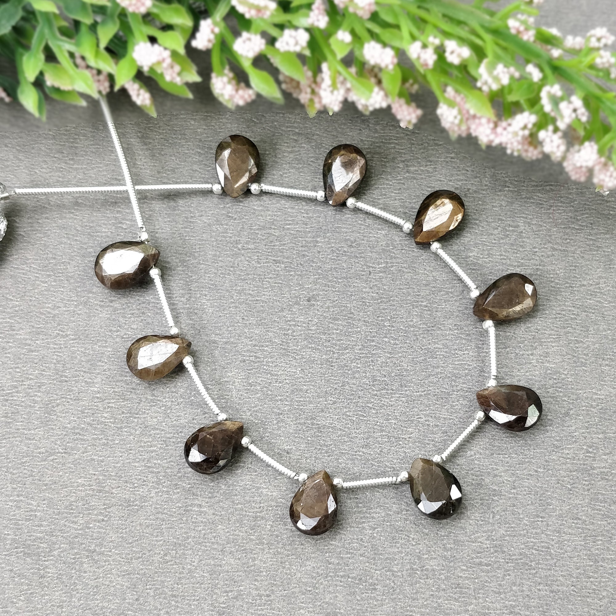Natural Unheated Golden Brown Chocolate Sapphire Gemstone Loose Beads - 29.10cts Pear Shape Faceted Beads (10x7mm & 10.5x7mm) for Jewelry Making, DIY Crafts & Beading Projects